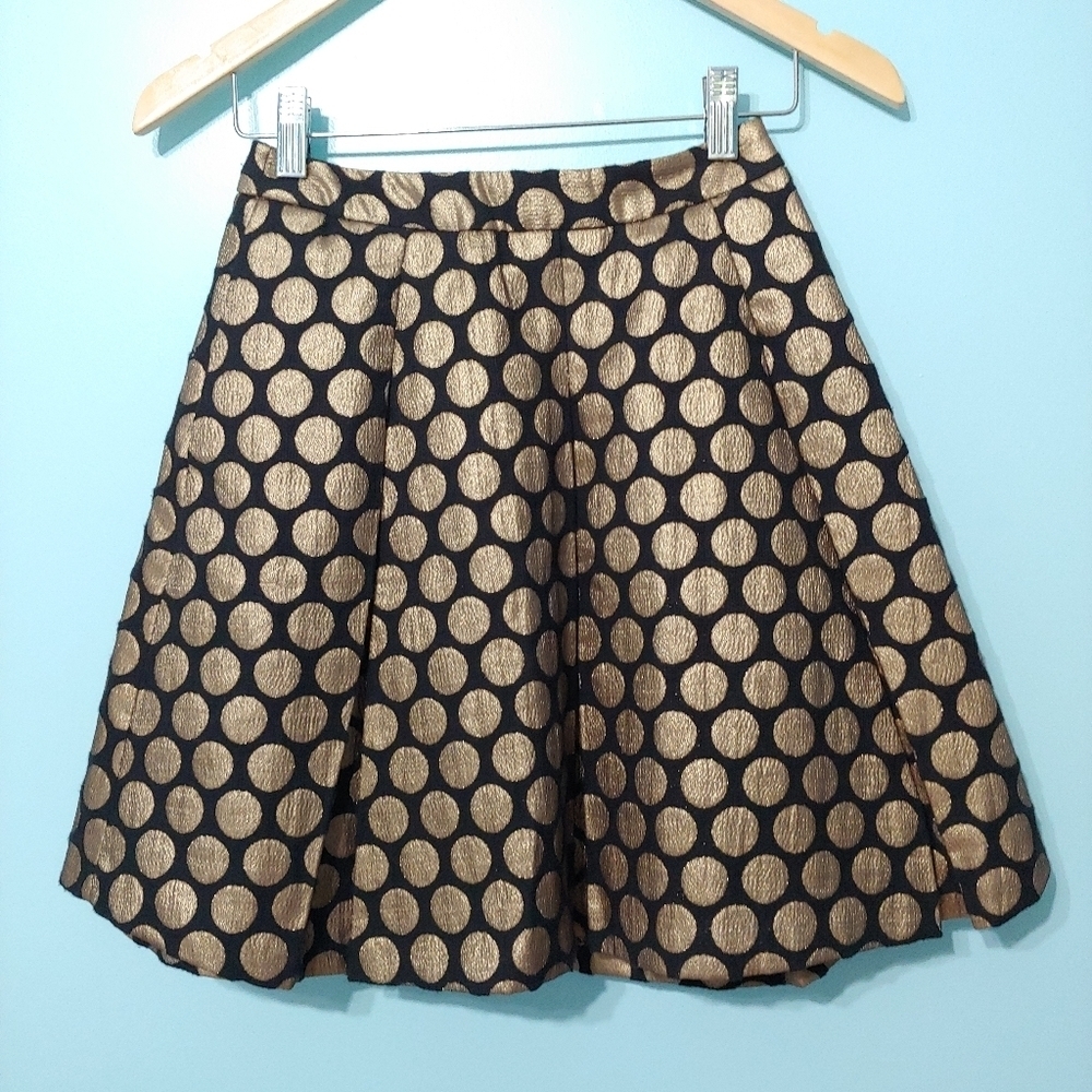 Vince Camuto Black/Metallic Gold Dot Mini Skirt